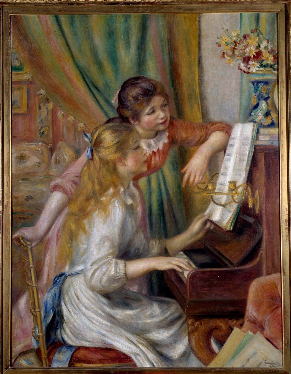 Młode dziewczyny przy pianinie autorstwa Pierre Auguste Renoir