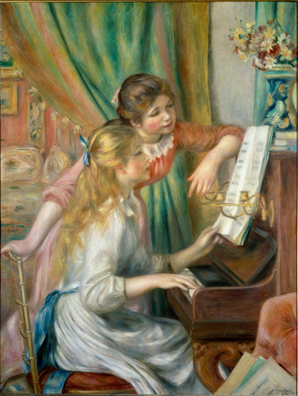 Młode dziewczyny przy pianinie autorstwa Pierre Auguste Renoir