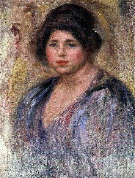 Młoda kobieta w futrzanym kapeluszu autorstwa Pierre Auguste Renoir