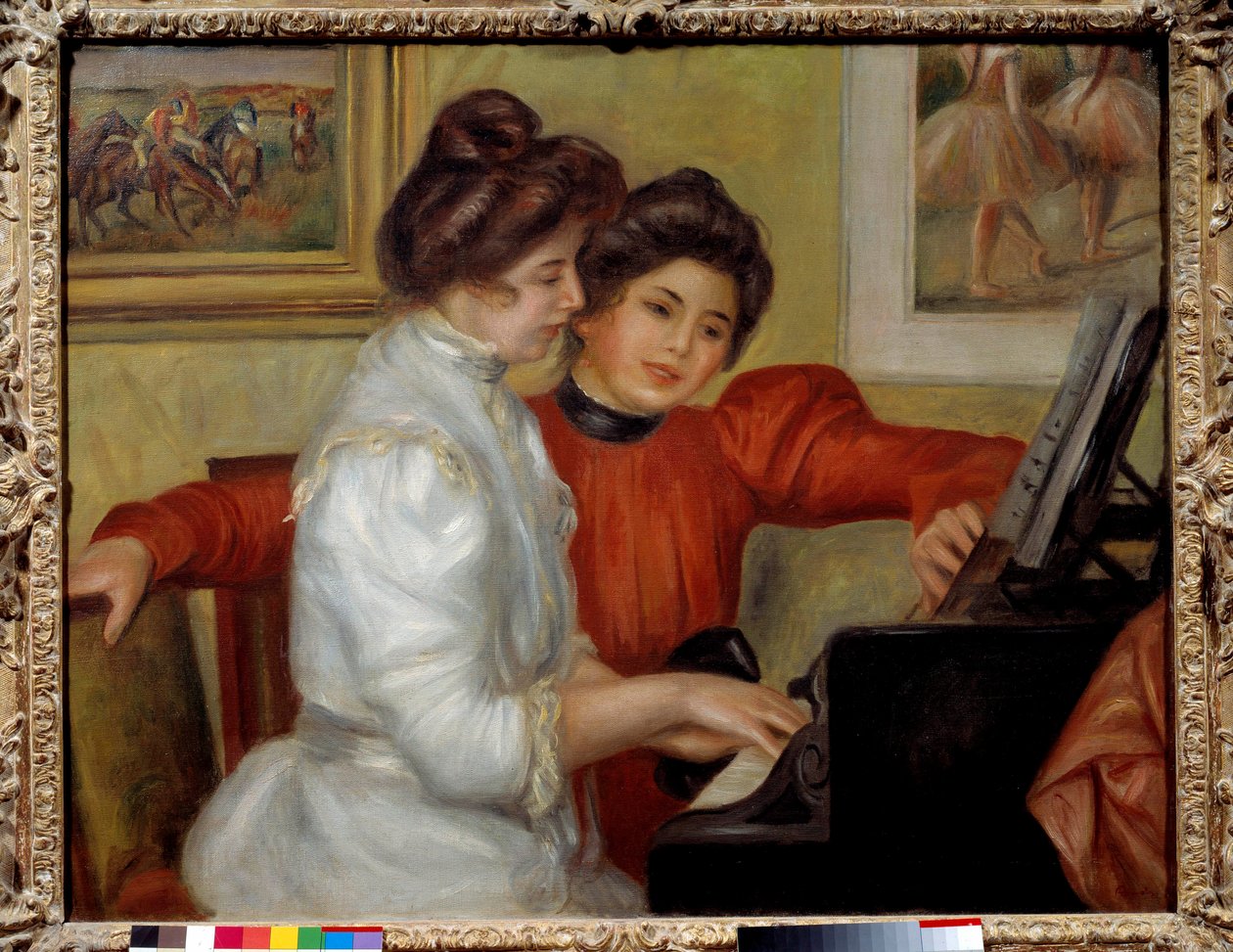 Yvonne i Christine Lerolle przy fortepianie Obraz Pierre Auguste Renoir (1841-1919) 1898 nd. 0,73x0,92 m Paryż, Muzeum Orangerie - Yvonne i Christine Lerolle przy fortepianie. Obraz Pierre Auguste Renoir (1841-1919) 1898. 0,73 x 0,92 m. Oranżeria M autorstwa Pierre Auguste Renoir
