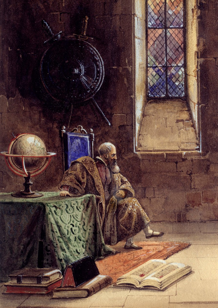 Galilea Reprezentacja Galileo Galilei w utworze „Galilea” Francoisa Ponsarda (1814-1867) we francuskiej komedii w 1867 roku. Astronom jest tam reprezentowany w więzieniu. Ilustracja Pierre Beauvallet (1801-1873) 1867 Paryż, Comedie francaise - autorstwa Pierre Beauvallet