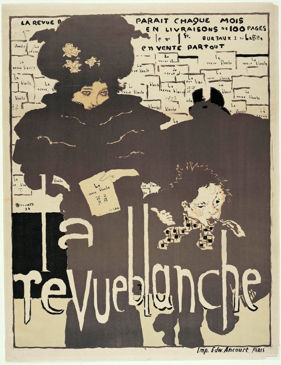 Plakat prasowy "La Revue Blanche". Portret Misi Sert (1872-1950) (?). Grafika autorstwa Pierre