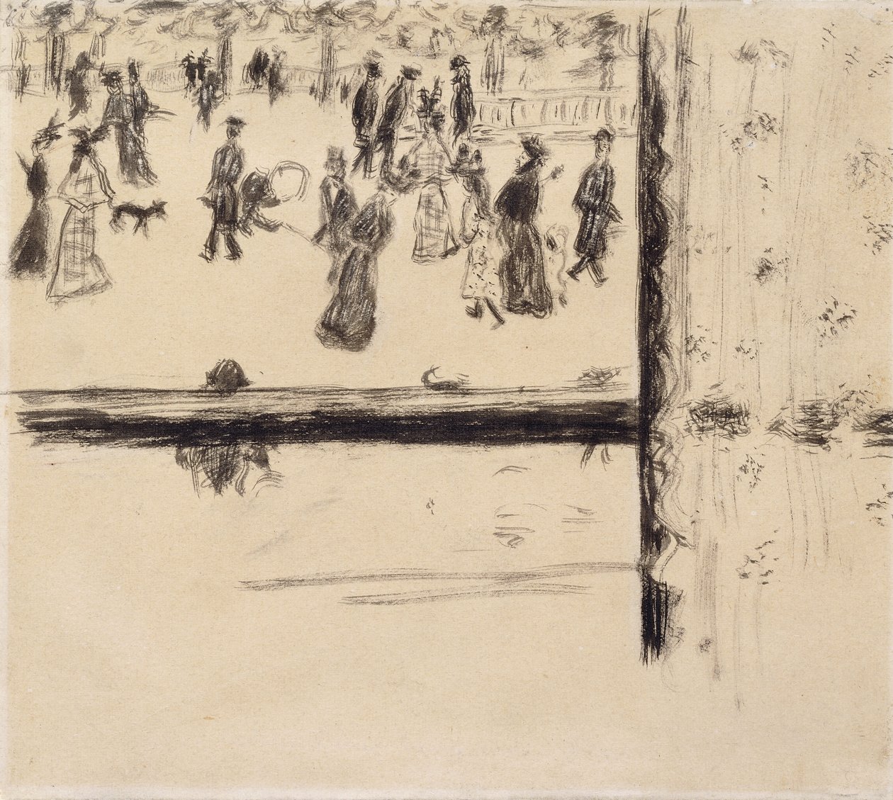 Boulevard des Batignolles, c.1896-8 (pędzel i czarny tusz na papierze) autorstwa Pierre Bonnard