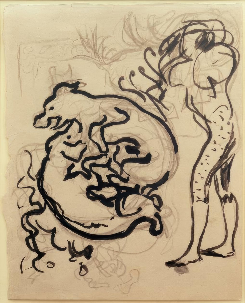 Psy bawiące się i figurka autorstwa Pierre Bonnard