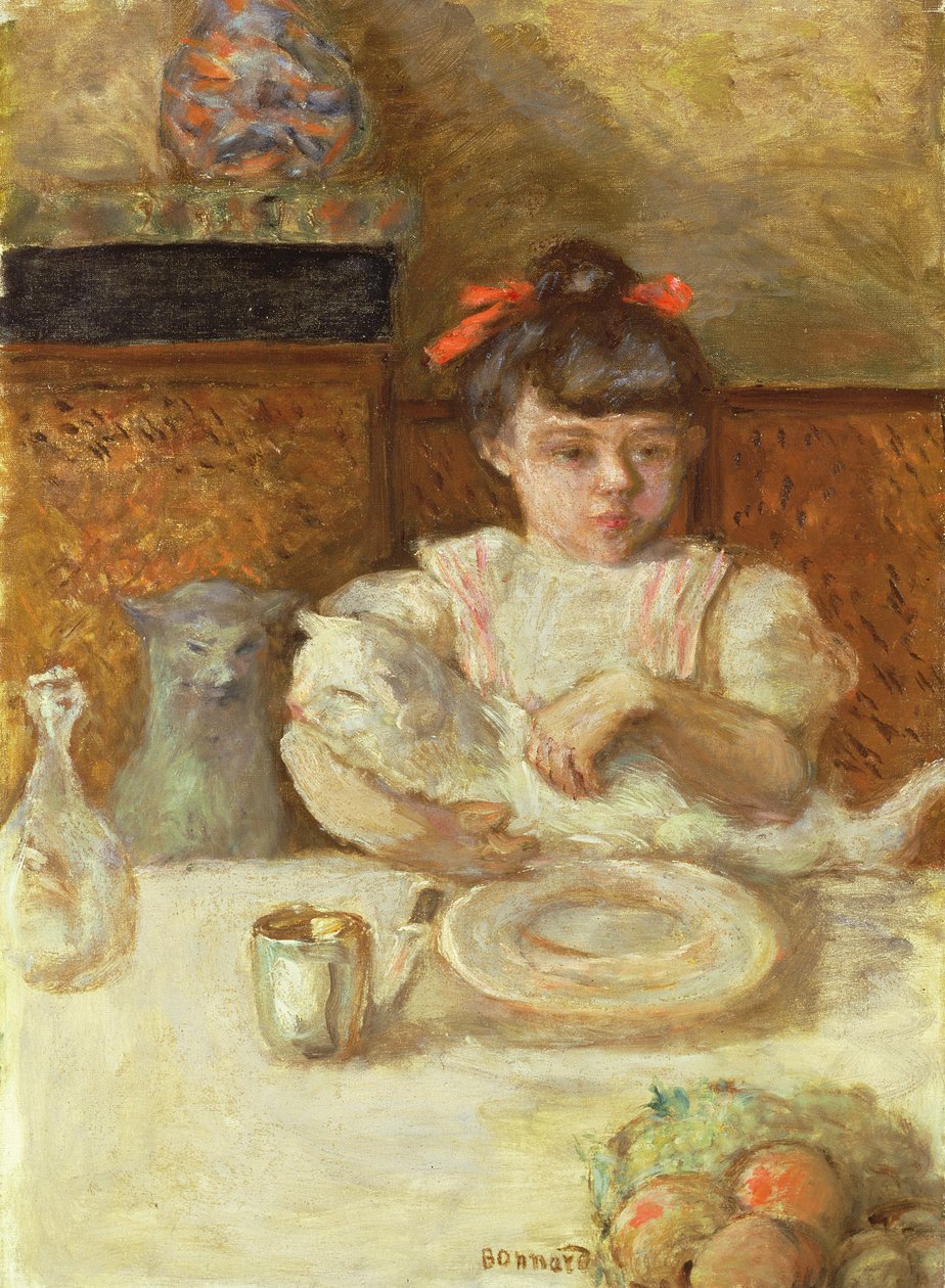 Dziecko z kotami, ok. 1906 (olej na płótnie) autorstwa Pierre Bonnard