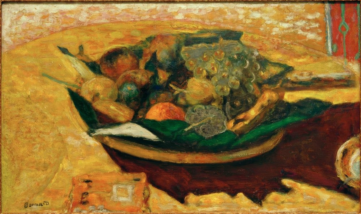Kubek z owocami na stole autorstwa Pierre Bonnard
