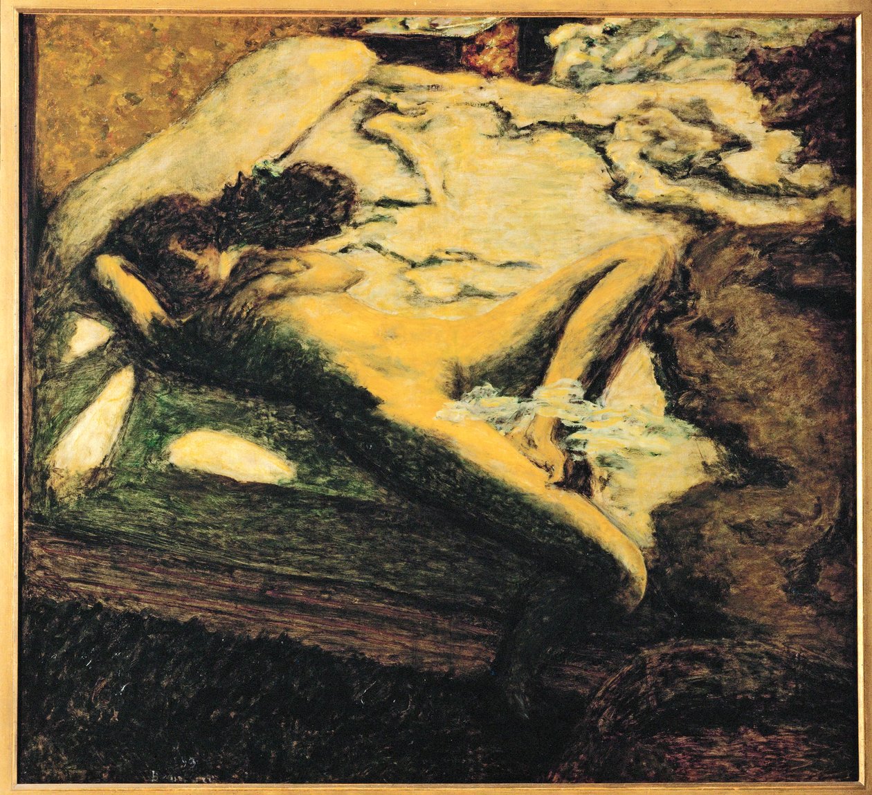 Kobieta drzemiąca na łóżku ... (obraz na płótnie) autorstwa Pierre Bonnard