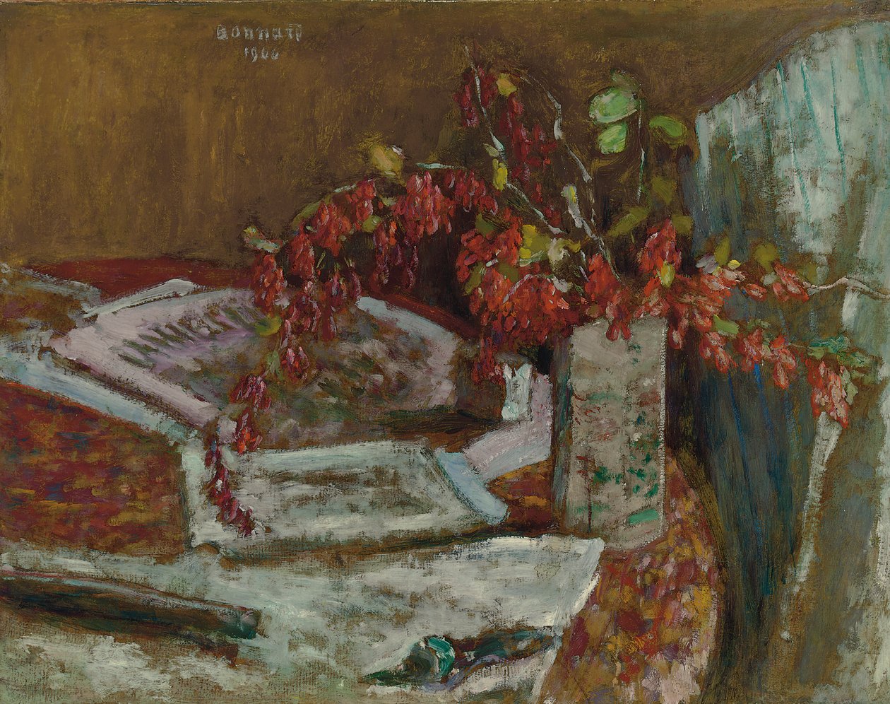 Bukiet kwiatów na stole; Bukiet kwiatów na stole autorstwa Pierre Bonnard