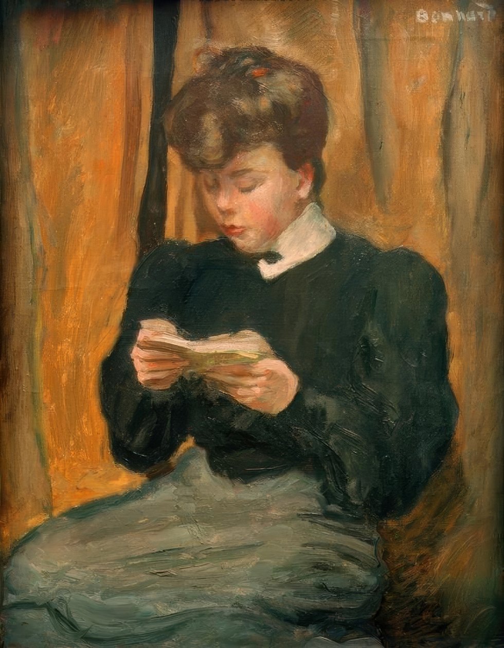 Kobieta czytająca książkę autorstwa Pierre Bonnard