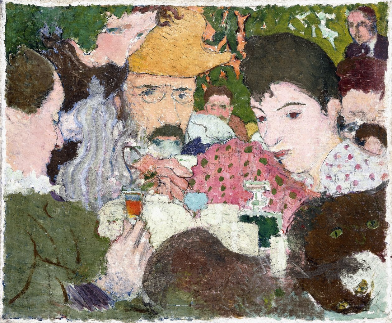 Degustacja w ogrodzie, ok. 1891 (olej, długopis i czarny tusz na ołówku na płótnie) autorstwa Pierre Bonnard