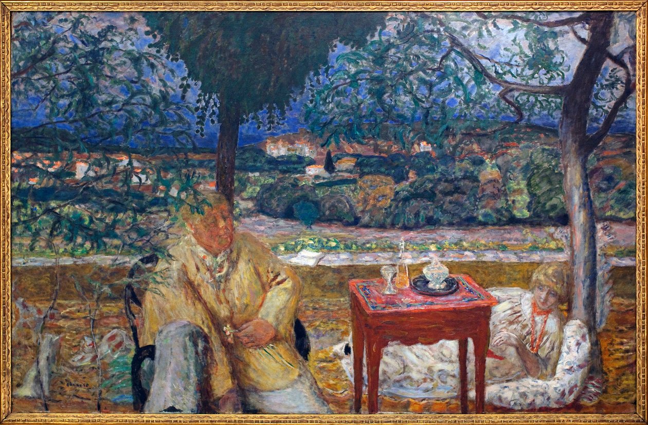W ogrodzie (rozmowa w Prowansji). Z portretami Józefa Pankiewicza (1866-1940, malarz polski) i Marthe de Meligny (z domu Maria Boursin autorstwa Pierre Bonnard