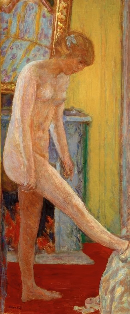 Naga dziewczyna przed kominkiem autorstwa Pierre Bonnard