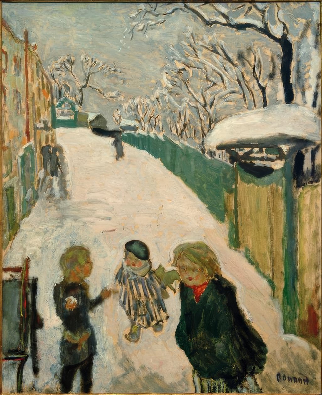 Zabawy dla dzieci na śniegu / Ulica autorstwa Pierre Bonnard