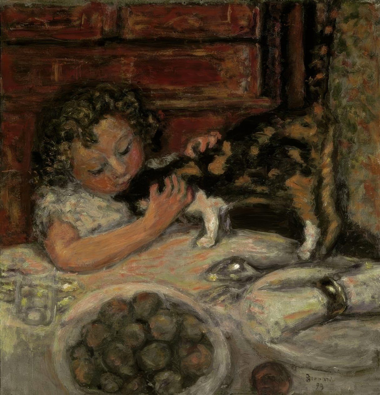 Mała dziewczynka z kotem autorstwa Pierre Bonnard
