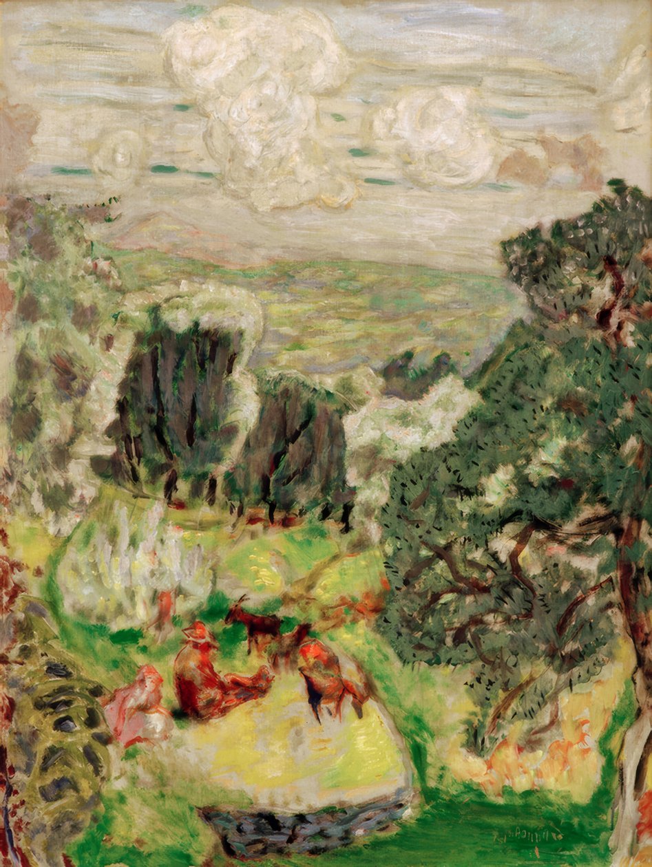 Gaj Oliwny; Krajobraz z kozami autorstwa Pierre Bonnard