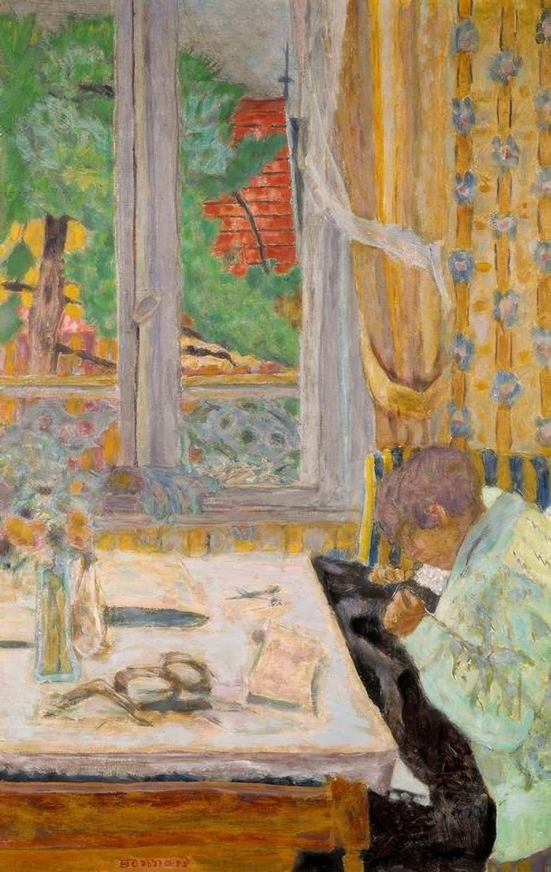 Krawcowa, czyli szycie przy oknie autorstwa Pierre Bonnard