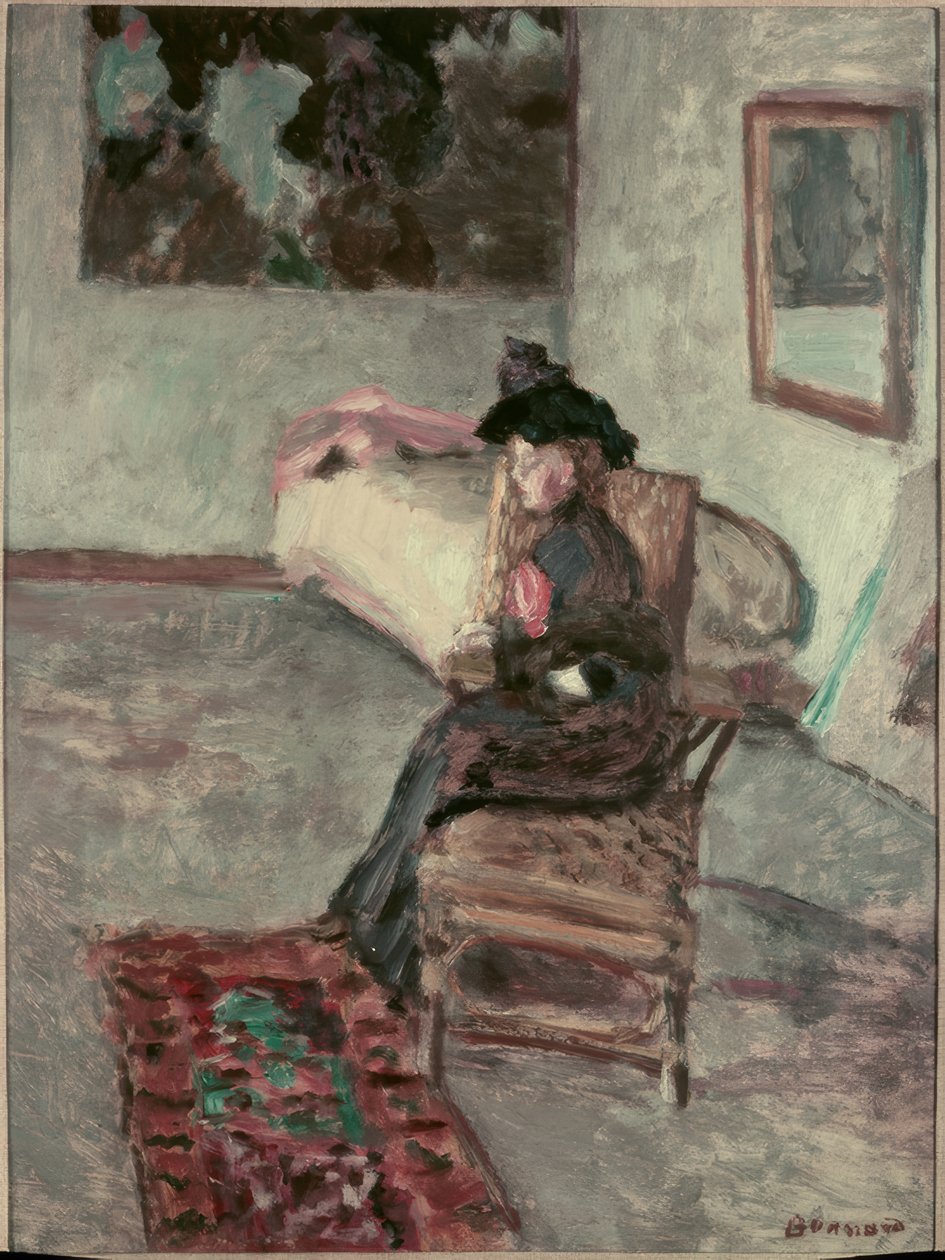 Kobieta z różą lub kobieta we wnętrzu autorstwa Pierre Bonnard