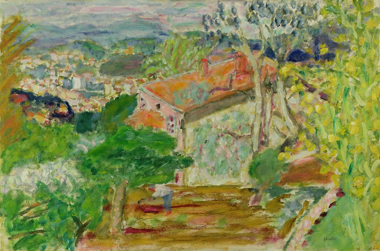 Pejzaż z Czerwonym Domem, ok. 1942 autorstwa Pierre Bonnard