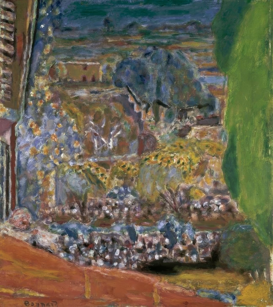 Krajobraz z czerwonymi dachami autorstwa Pierre Bonnard