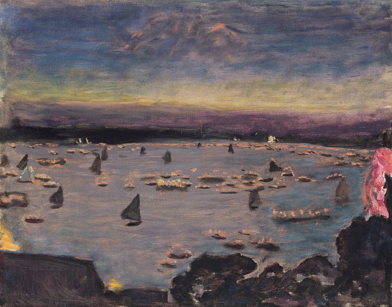 Procesja z latarniami na zewnętrznym Alsterze, 1913 autorstwa Pierre Bonnard