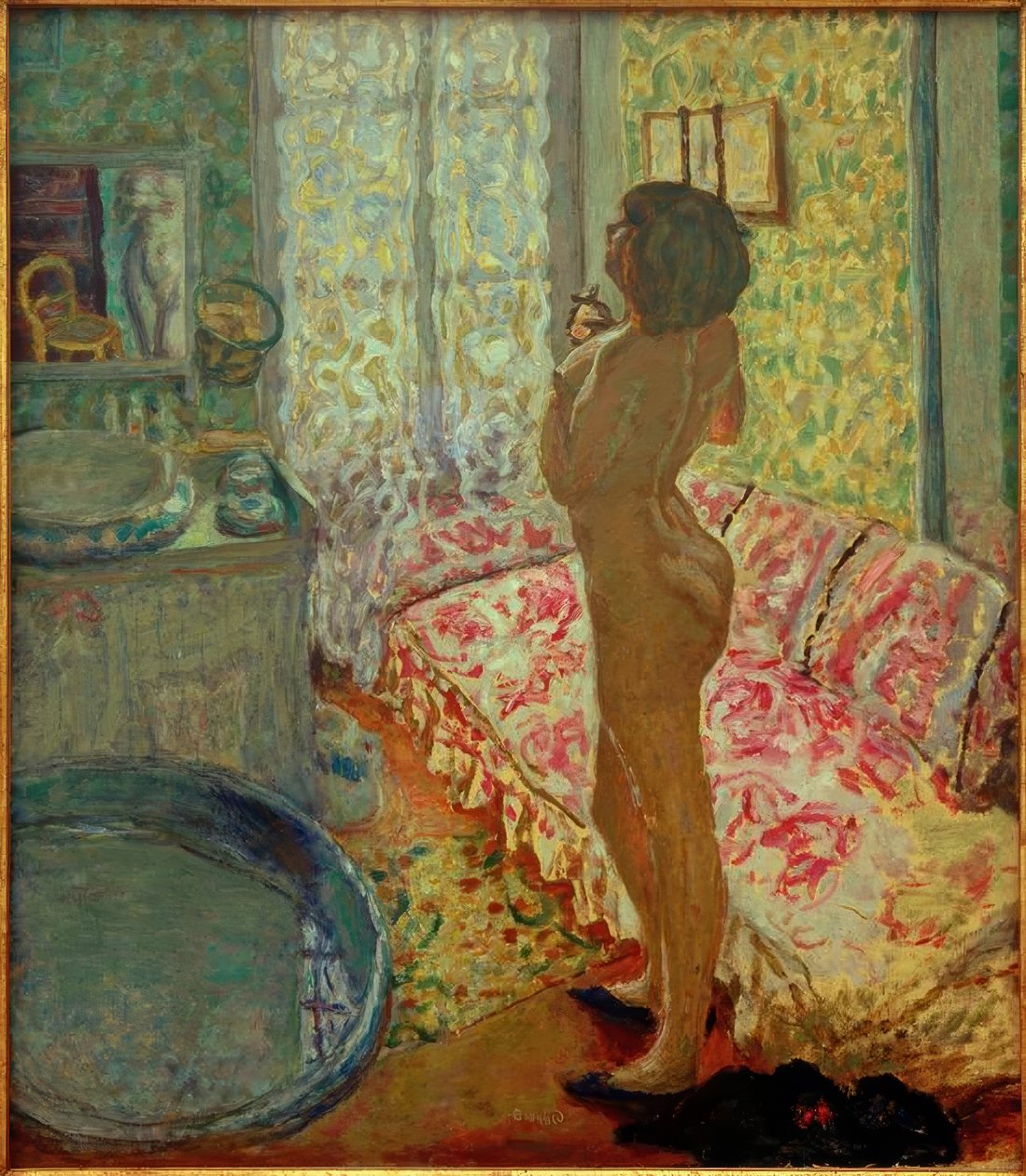 Łazienka z różową sofą (Nude pod światło) autorstwa Pierre Bonnard