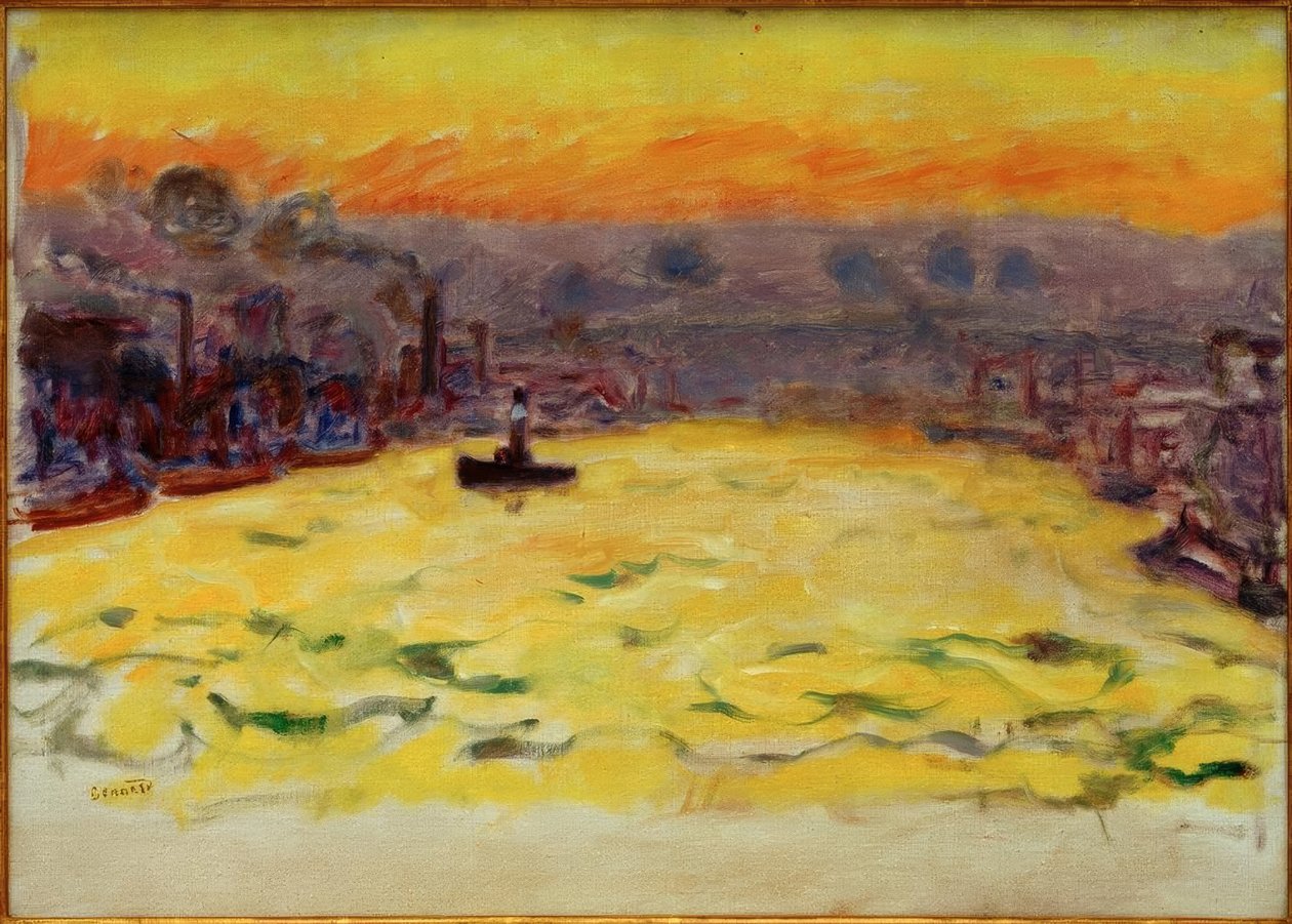 Port, zachodzące słońce autorstwa Pierre Bonnard