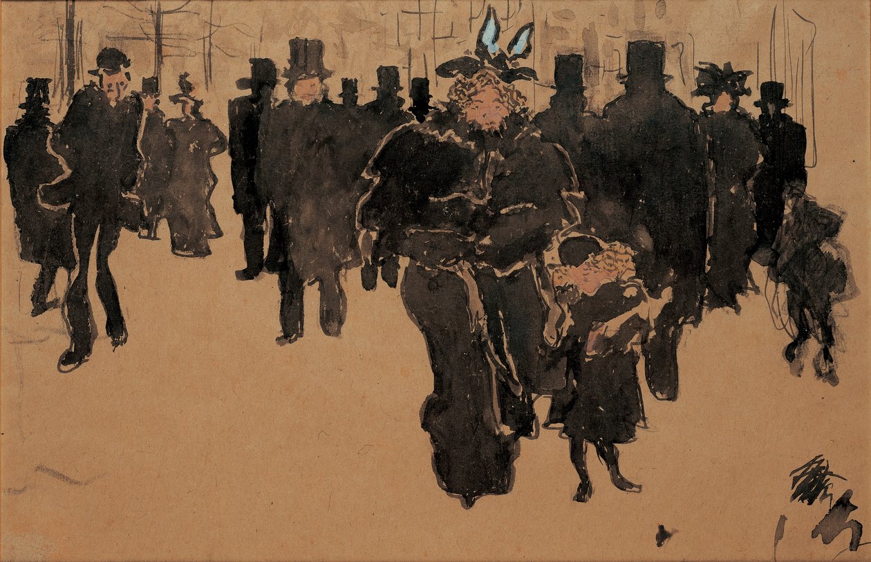 Le boulevard, ok. 1890 (akwarela, tusz i pranie na buff paper) autorstwa Pierre Bonnard