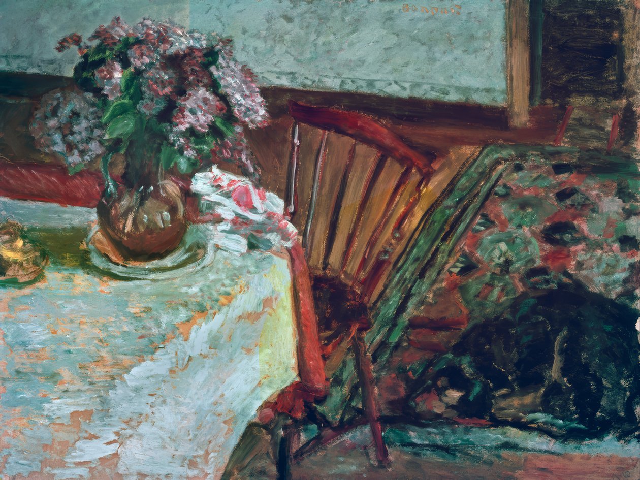 Czarny pies i liliowy bukiet autorstwa Pierre Bonnard