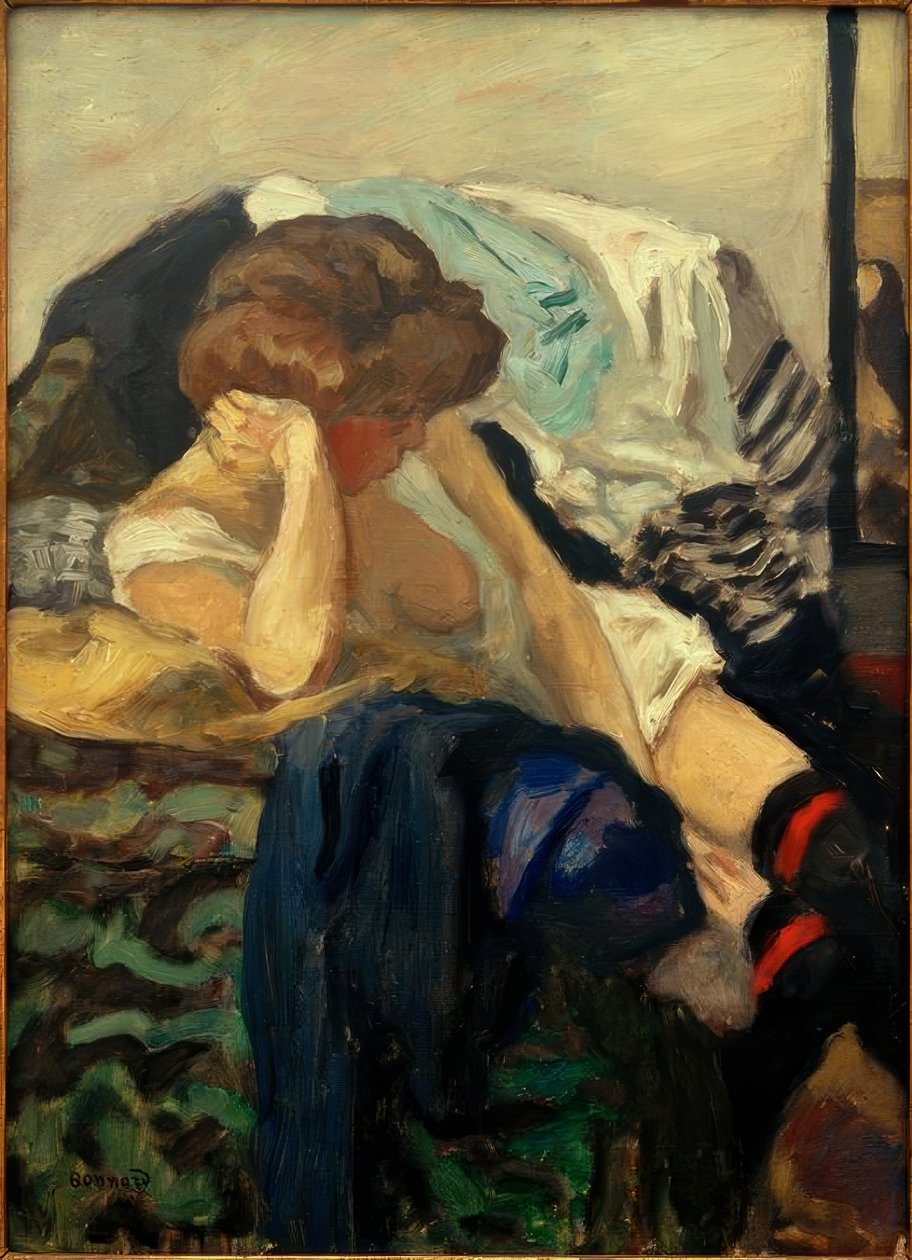 Czerwone podwiązki autorstwa Pierre Bonnard