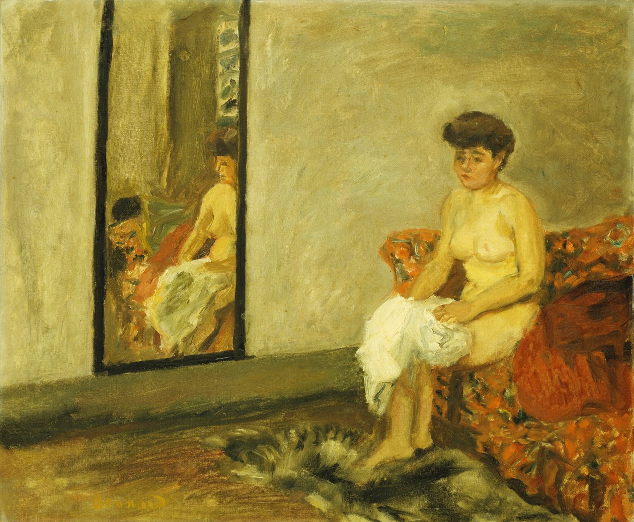 Nago siedząc na czerwonym krześle; Akt na czerwonym krześle autorstwa Pierre Bonnard