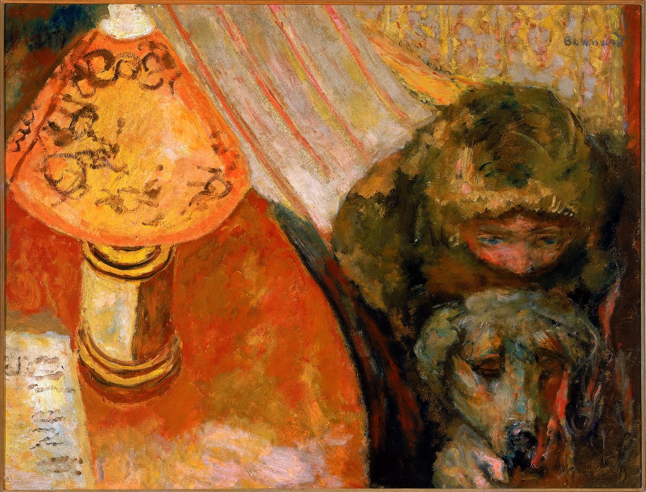 Malowanie wnętrza oświetlonego światłem lampy autorstwa Pierre Bonnard