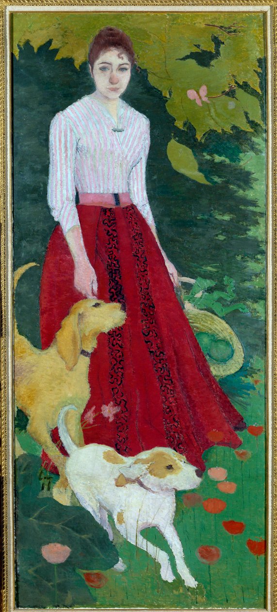 Portret u stóp Mademoiselle Andree Bonnard z jej psami autorstwa Pierre Bonnard