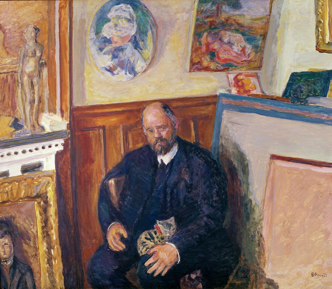 Portret Ambroise Vollarda (1868-1939) z kotem, ok. 1924 autorstwa Pierre Bonnard