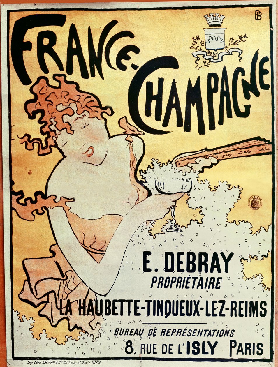 Plakat reklamujący Francja Champagne, 1891 autorstwa Pierre Bonnard