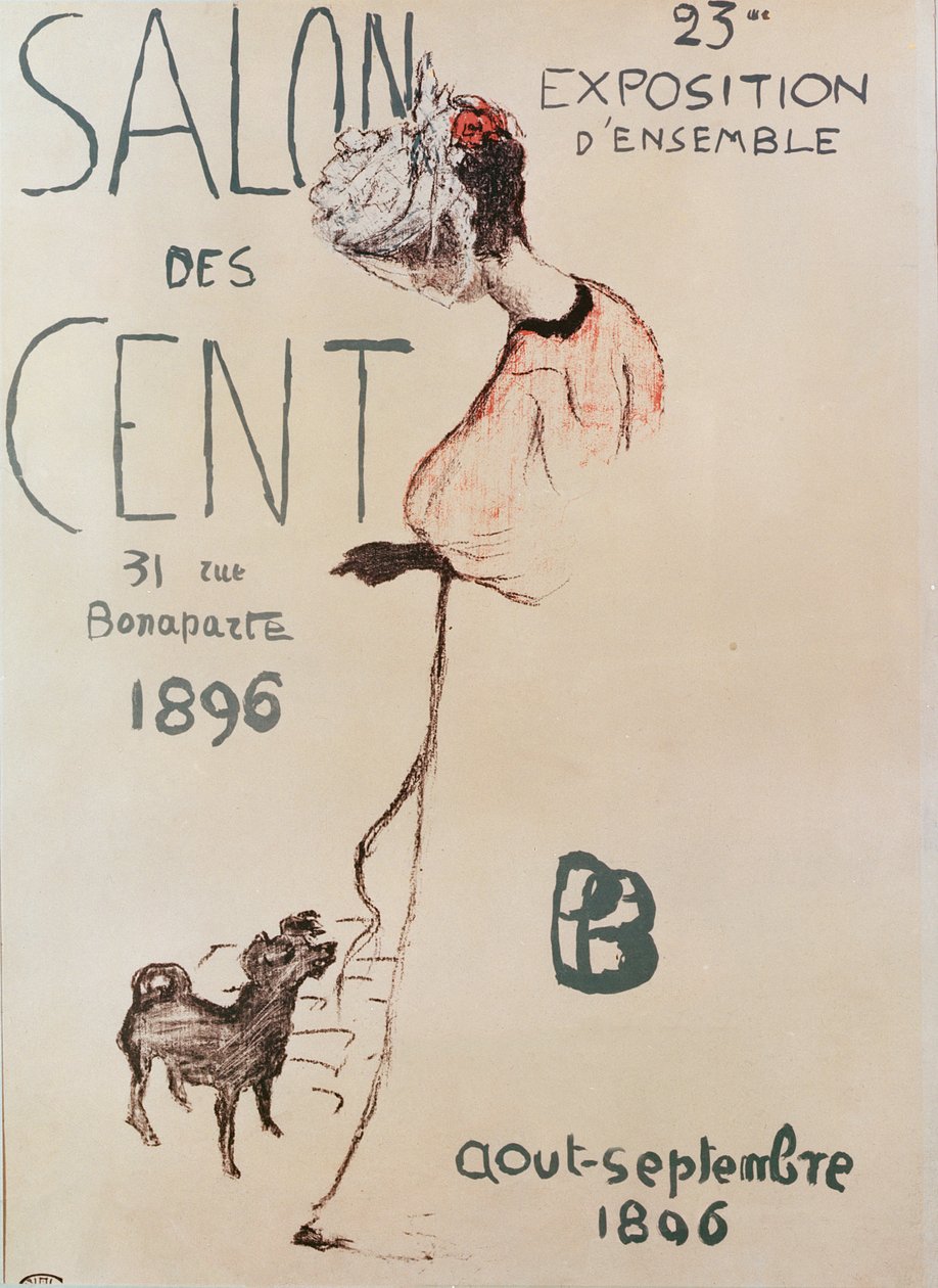 Plakat reklamujący 23. wystawę Salon des Cent, 1896 autorstwa Pierre Bonnard