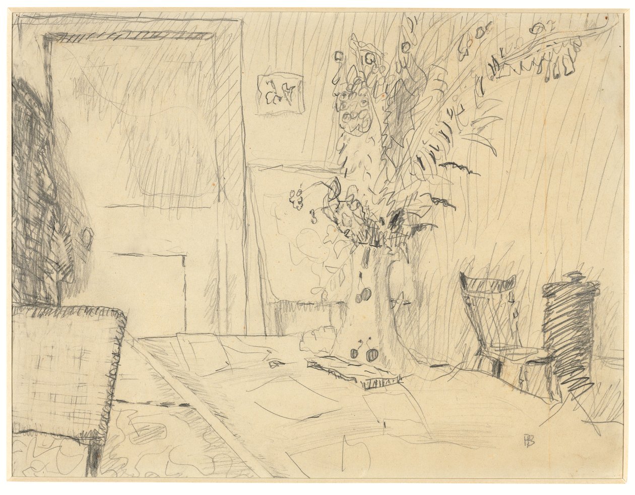 Doniczka z kwiatami w jadalni w Le Cannet autorstwa Pierre Bonnard
