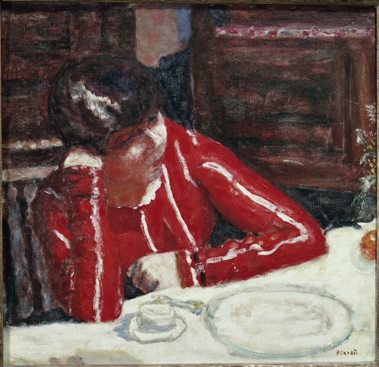 Czerwony stanik (olej na płótnie) autorstwa Pierre Bonnard