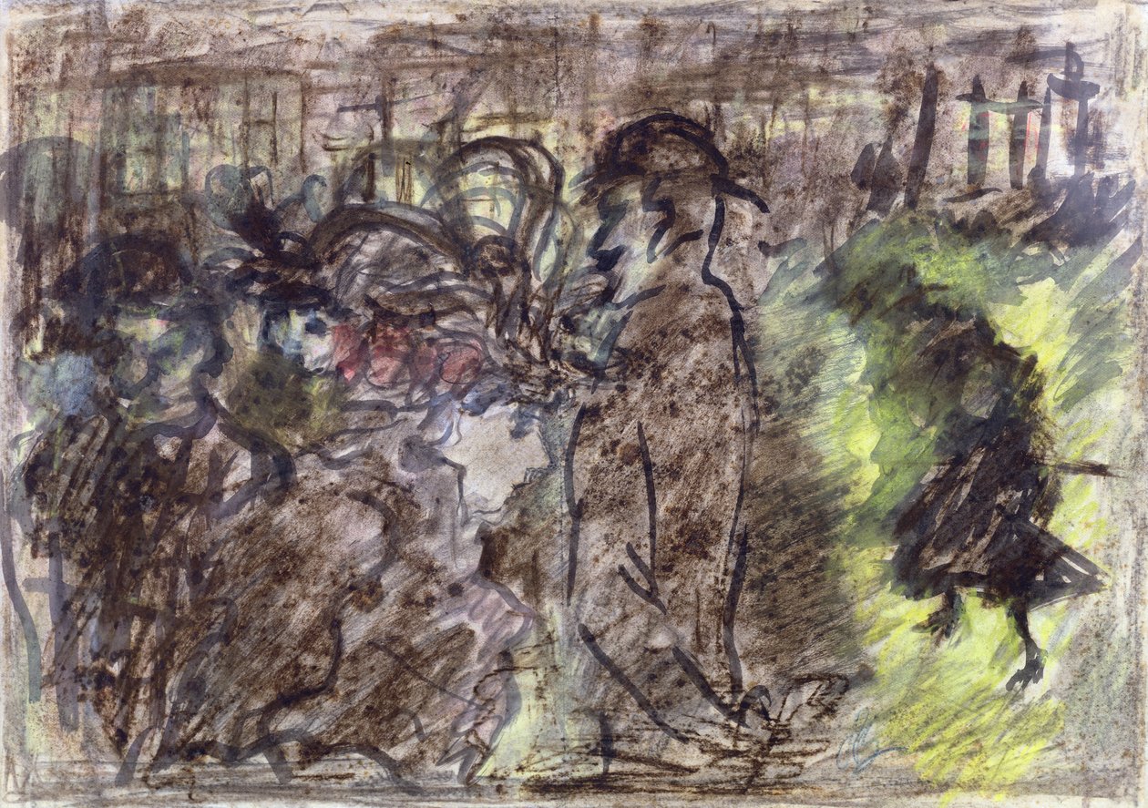 Plac, Wieczór, 1899 (pastel, toaleta i tusz na papierze) autorstwa Pierre Bonnard