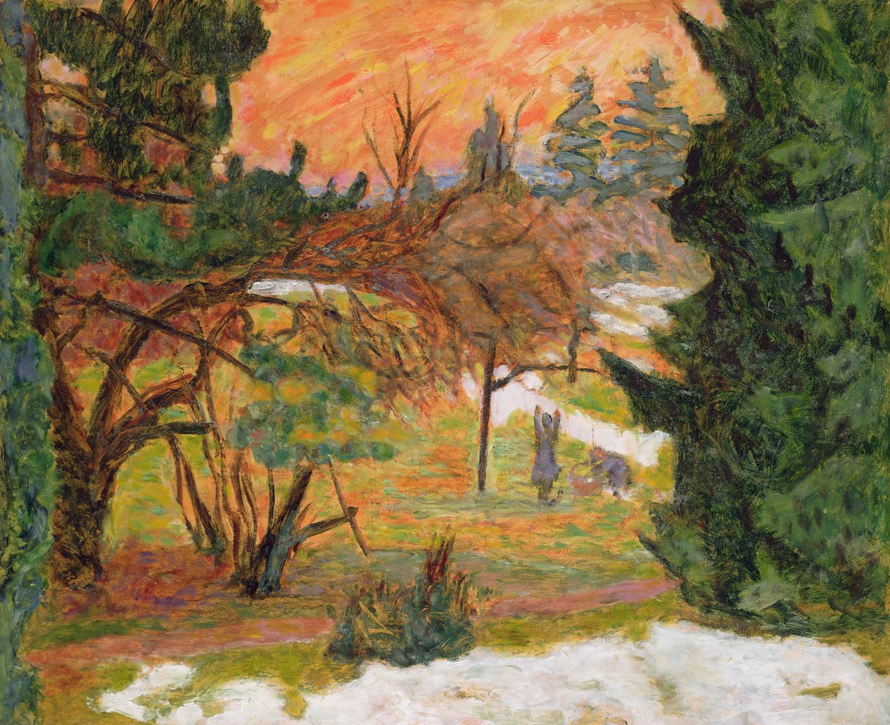 Linia prania w parku w le Grand-Lemps, ok. 1917 (olej na papierze) autorstwa Pierre Bonnard