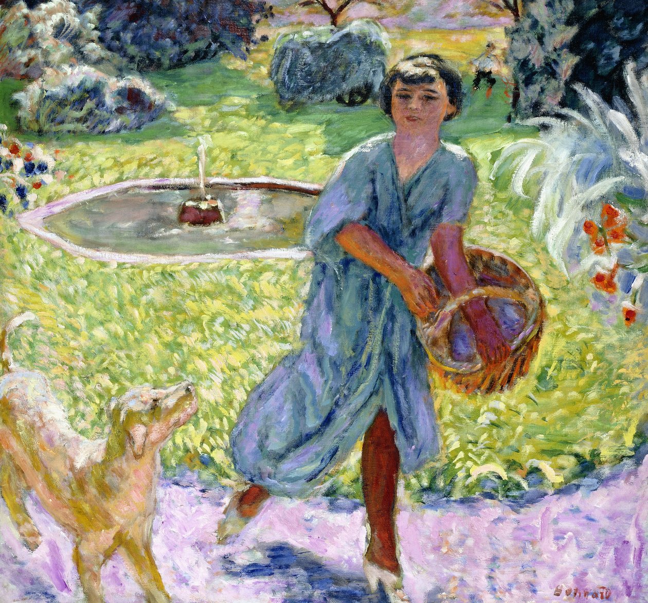 Dziewczynka lub Dziewczynka bawiąca się z psem autorstwa Pierre Bonnard