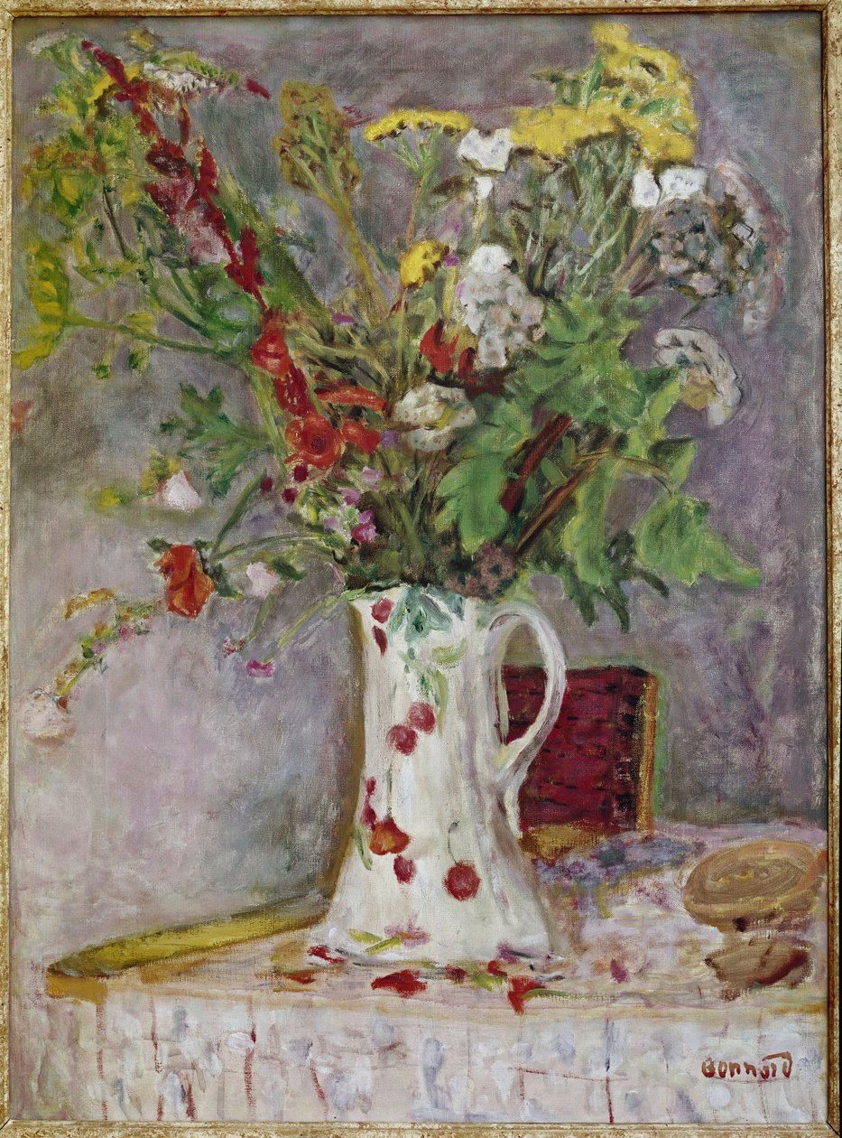 Wazon z kwiatami (olej na płótnie) autorstwa Pierre Bonnard