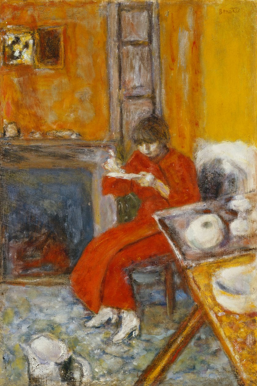 Kobieta w Czerwonej Szacie; Kobieta w czerwonym szlafroku autorstwa Pierre Bonnard