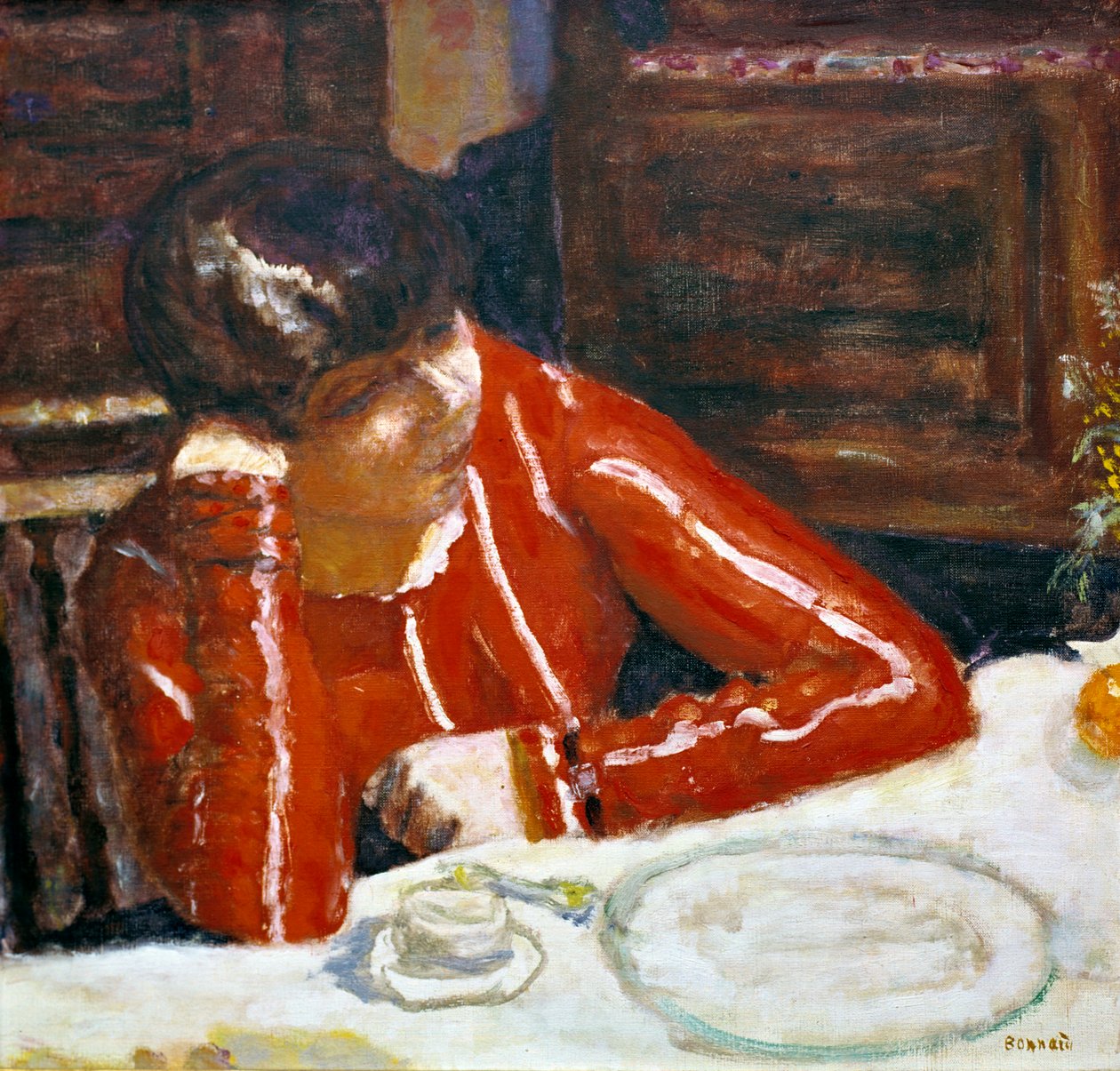 Kobieta w czerwonej bluzce, ok. 1920 autorstwa Pierre Bonnard