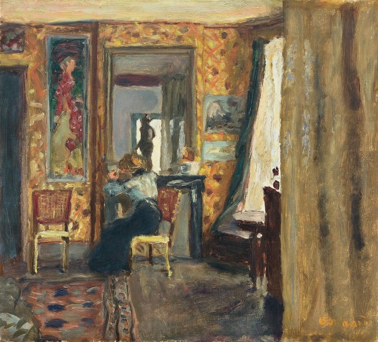 Kobieta we wnętrzu; Kobieta we wnętrzu, ok. 1908 (olej na płótnie) autorstwa Pierre Bonnard