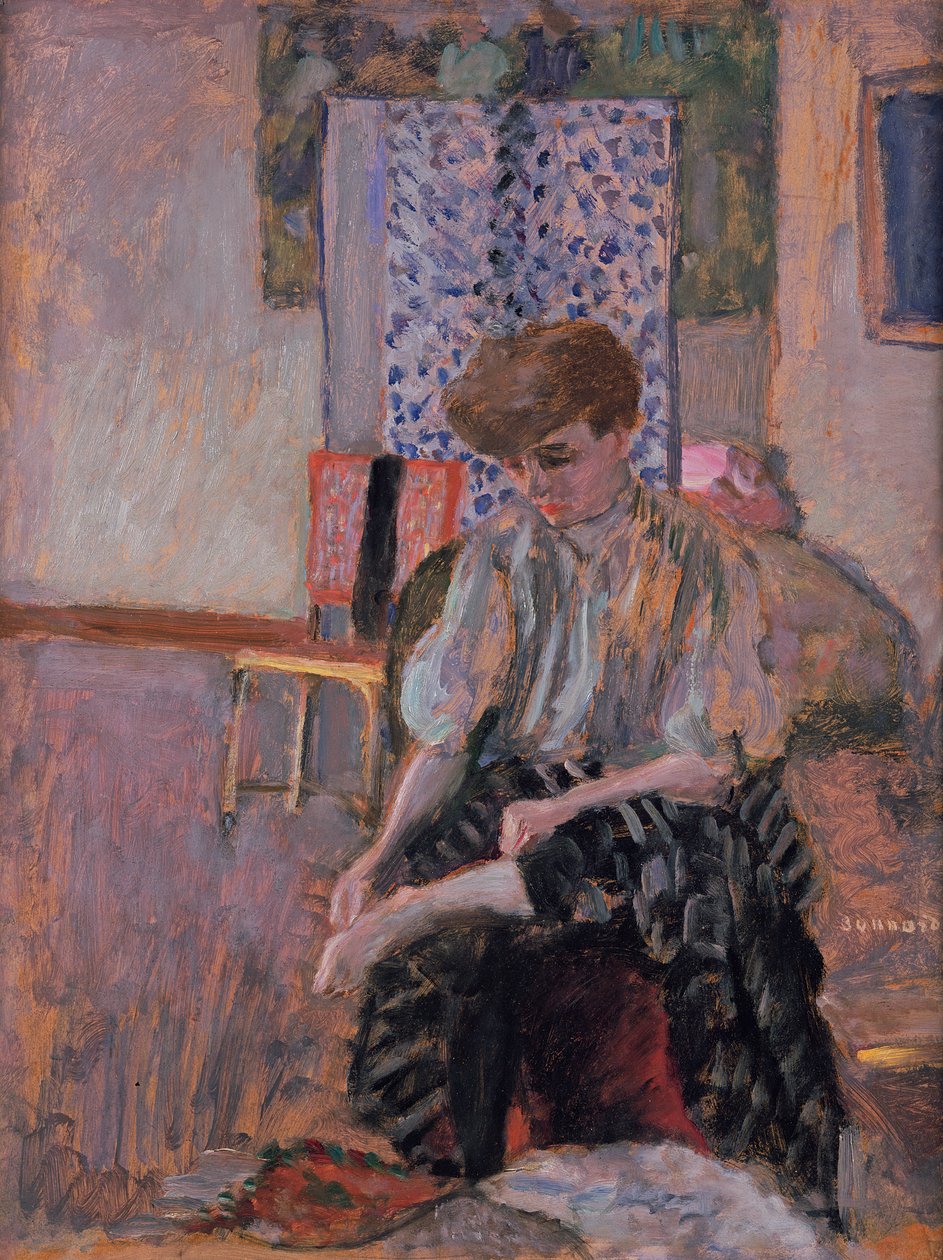 Kobieta zakłada pończochy autorstwa Pierre Bonnard