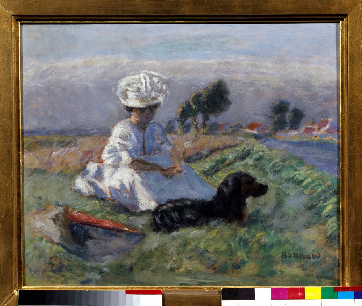 Kobieta z psem (olej na płótnie) autorstwa Pierre Bonnard