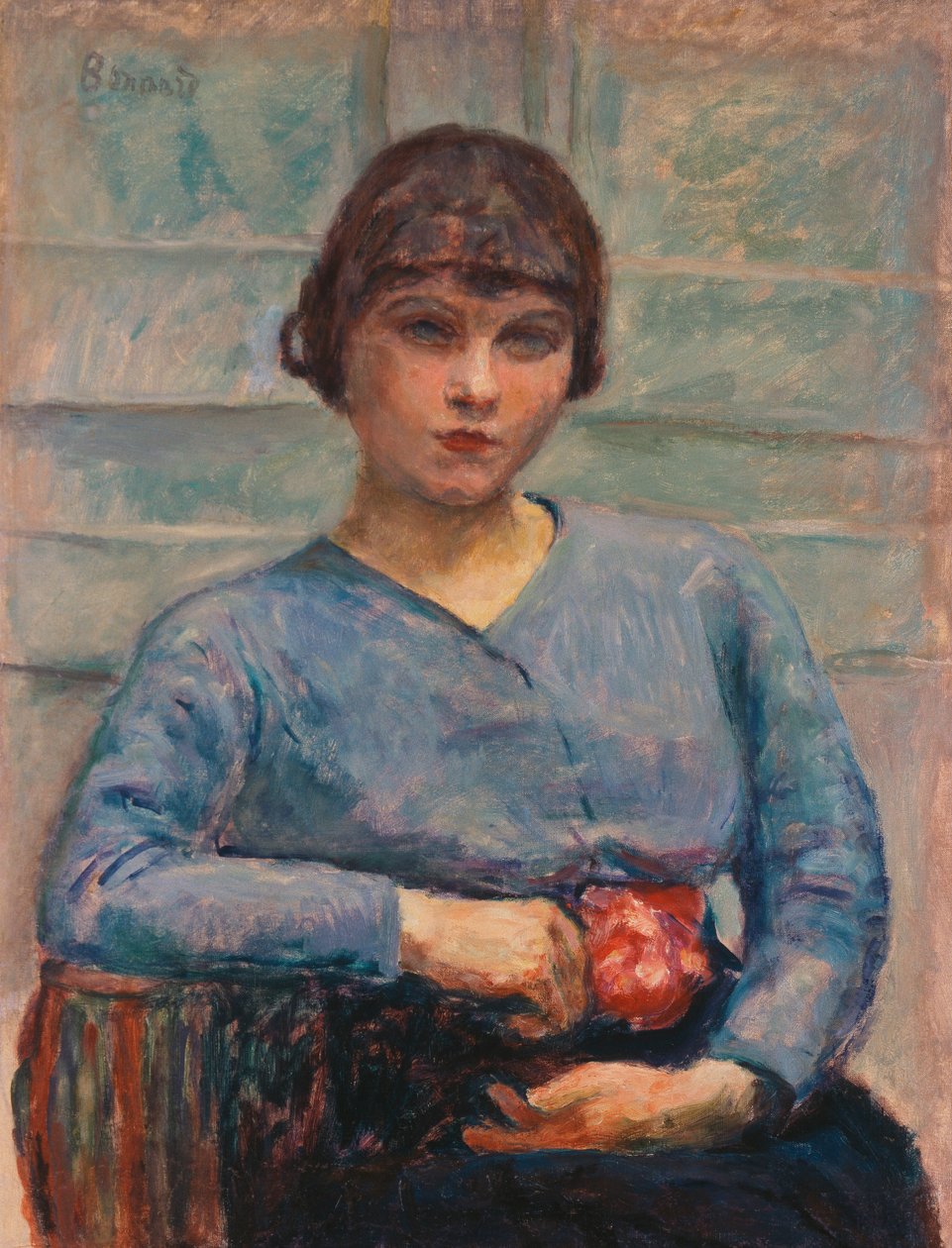 Młoda dziewczyna w błękicie z różą, ok. 1916 (olej na płótnie) autorstwa Pierre Bonnard