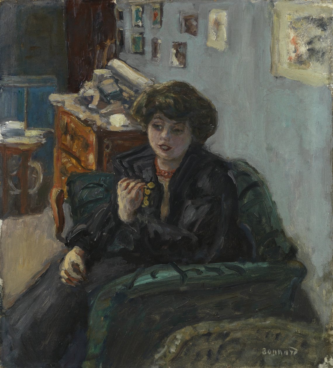 Młoda kobieta we wnętrzu, ok. 1906 (olej na płótnie) autorstwa Pierre Bonnard