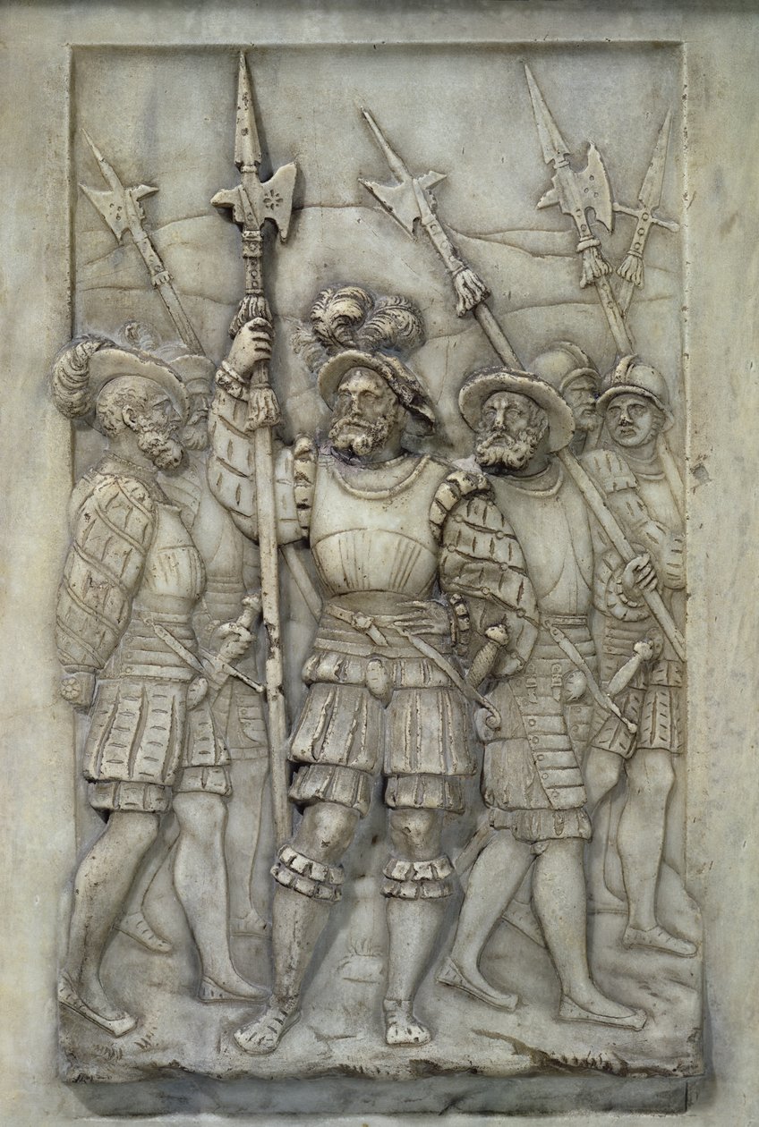 Halberdiery, fragment z grobowca Franciszka I i Klaudiusza de France, oddany do użytku w 1548 r. (marmur) autorstwa Pierre Bontemps
