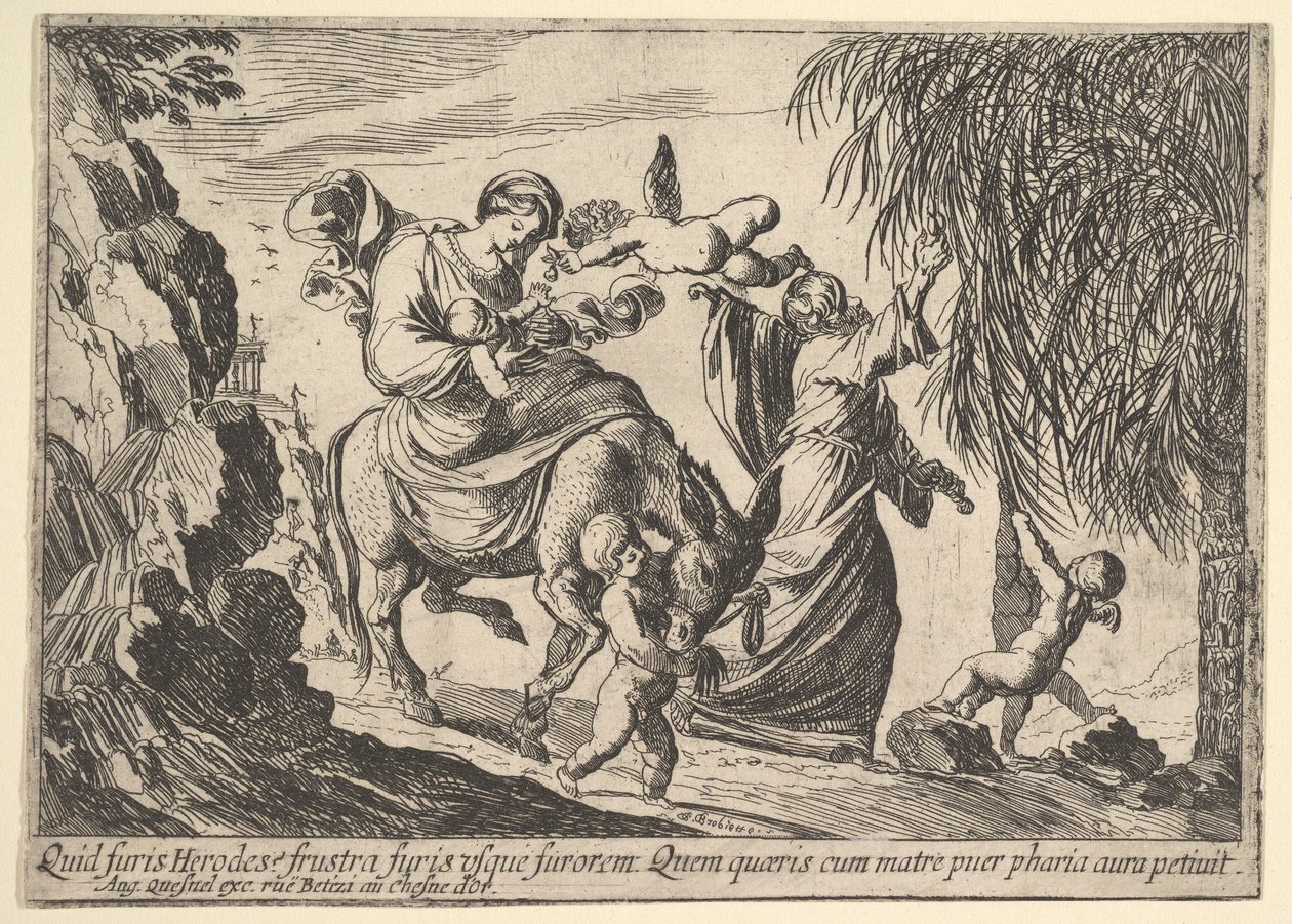 Anioły dające daty dziecku, 1610-42. autorstwa Pierre Brebiette
